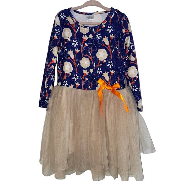 Girls Royal Blue Fall Tutu Dress - Size 4T - Picture 3 of 5